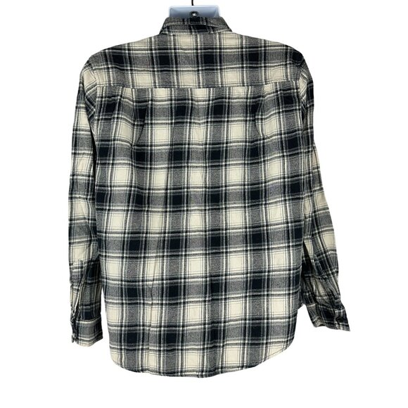 Field & Stream Mens XL Button Up Plaid Flannel Shirt Cotton Black Beige Casual - Picture 2 of 6